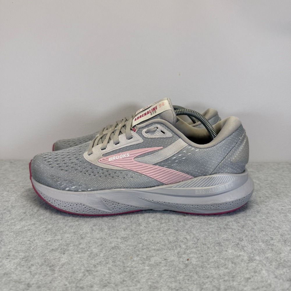 Brooks Adrenaline GTS 24 Womens Shoes Size 9 Wide Grey Pink Running 1204261D019